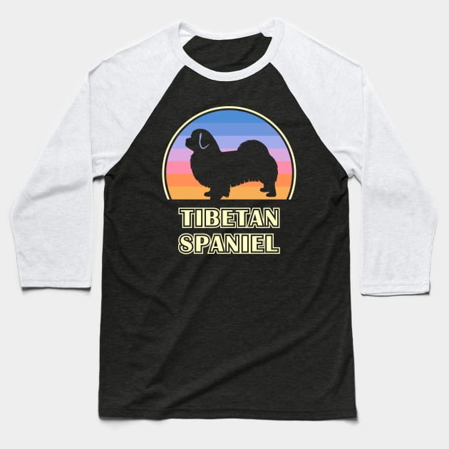 Tibetan Spaniel Vintage Sunset Dog Baseball T-Shirt by millersye